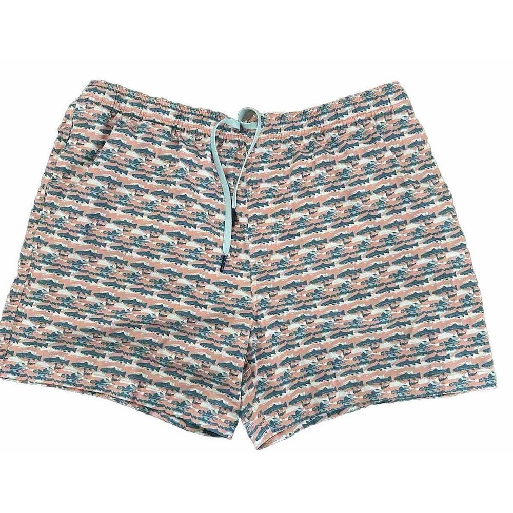 Southern Tide Swim Trunks Mens XXL Coral Fish Print Excellent Trout Board Shorts